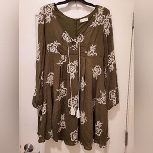 Altar'd State Embroidered Sage Dress